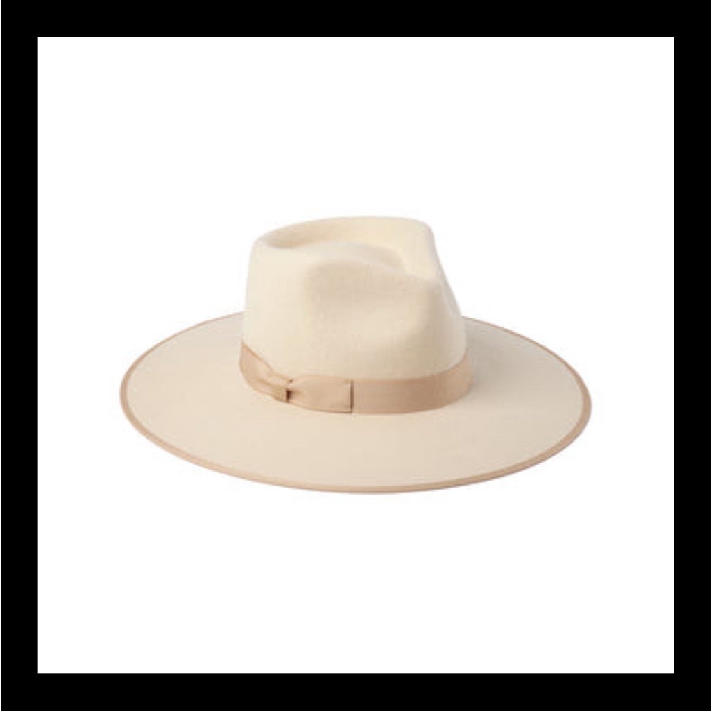 Lack Of Color Wide Brim Fedora In Cream With Tan Trim